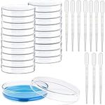 90 x 15mm Plastic Petri Dishes Set, 20Pcs Clear Petri Dishes with Lids and 20 Plastic Transfer Pipettes, for Scientific Experiment