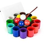 HEELWIRE Balls in Cups Montessori Toy, Wooden Color Sorting Toy 12 Balls 40 mm, Matching Game for Toddlers, Counting Preschool Learning Education.