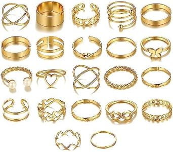 Gold Knuckle Rings Set for Women Pearl Butterfly Heart Ring for Girls Boho Stackable Rings Midi Finger Ring Adjustable Statement Rings 22Pcs