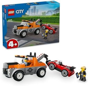 LEGO® City Tow Truck and Sports Car Repair 60435 Vehicle Toy Set for Boys and Girls Aged 4 Plus, Birthday Toy for Kids, 2 Minifigures with Accessories Including a Cochlear Implant