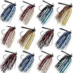 Weedless Football jig Head Hook, Flipping Fishing Jig Silicon Rubber Skirt Lure for Bass Artificial Baits Jig Fishing Lure Kit 1/4oz-3/8oz