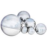 GloBrite 6 Pcs Garden Gazing Ball - 50-150mm Stainless Steel Mirror Polished Reflective Hollow Ball Ornament Sphere Globe for Home Outdoor Christmas Decorations (Set of 6 Pcs)