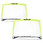 DRM Foldable Set of 2 Football Goal Net, Instant Pop Up Play Soccer Goal Net for Fiberglass Poles, Outdoor Sport Training Teens Adults Soccer with Carrying Bag,