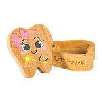 Tooth Fairy Box, Wooden Tooth Keepsake Box Magnetic Tooth Holder Cute First Tooth Storage Box Tooth Shape Birthday Souvenir Gift for Lost Teeth (Engraved Women's Style)