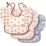 Lictin 3 Pack Mess-Proof Baby Bibs, Waterproof Oil-proof Toddler Feeding Bib with Adjustable Closure, Machine Washable and BPA Free, Great for Travel, Fits Ages 6-36 Months Boys Girls