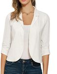 GRACE KARIN Womens Smart Casual Short Fitted Open Blazer Bolero Cardigan 3/4 Sleeve Ivory White 2XL