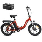 Fafrees Electric Bike, 20" Folding Electric Bikes for Adults, 36V 16Ah/576Wh Removable Battery Ebike 90KM Mileage Pedal Assist, 3.0" Fat Tire Electric Bike for Man Women, UK Legal F20 Upgrade Red