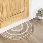 AIESY® - Live Beautiful ! Reversible Braided Doorway Rug Eco-Friendly Half Circle 33" L for All Seasons (Beige/White)