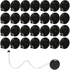 Retractable Tape Measure for Sewing 30 Pack Soft Fabric Tape Measure for Body Black Dual Sided Sewing Tape Measure for Tailor Cloth Knitting Craft Weight Loss Measurements （Black)