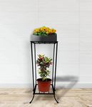 IRON LANDS 2 Tier Heavy with Rubberized Base Multipurpose Shelf Water Dispenser Planter Pot Gamla Stand for Indoor Outdoor Garden Balcony Living Room Home decor