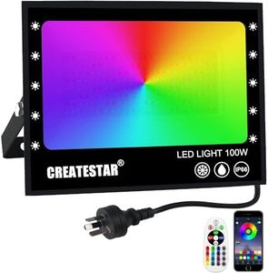 RGB LED Flood Light, 100W Flood Lights Outdoor Waterproof IP66 Bluetooth App Control, RGB Color Changing Landscape Lights, Smart Floodlights for Garden, Party, KTV, Clubs, Weddings, 16 Million Colors