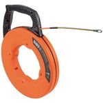 Klein Tools 56380 Fish Tape, Multi-Groove Fiberglass Wire Puller with Spiral Steel Leader, Optimized Housing and Handle, 100-Foot x 0.182-Inch