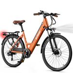 ACTBEST Core Electric Bike for Adults - 468Wh Removable Battery, 26 inch Step Thru Electric Bicycle, Peak 500W Brushless Motor Cityrun Ebike, with 7 Speed, Up to 50 Miles, E-Bikes Orange