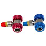 Henkeyi Adjustable R134A Adapter Fittings High Low AC Freon Manifold Gauge Hose Conversion kit, 1/4 SAE HVAC