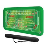 GSE Games & Sports Expert Professional Casino Double Dealer Craps Tabletop Layout Mat with Carrying Bag, Non-Slip Rubber Craps Dice Game Table Top Mat for Family/Friends Parties, Casino Night