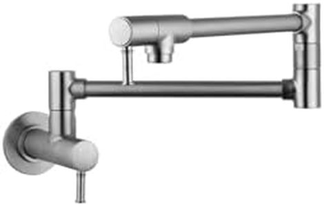 hansgrohe 04218800 Talis C 8-inch Tall 2-Handle Pot Filler with 360-Degree Swivel in Steel Optic,Steel Optik,Medium