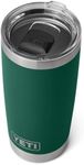 YETI Rambler 20 oz (591 ml) Tumbler with Removable Magslider Lid, Stainless Steel Vacuum Insulated Coffee Cup, Black Forest Green