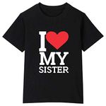 TheYaYaCafe Yaya Cafe� Birthday Bhaidooj Kids Sister Girls T-Shirt I Love My Sister Cotton - Black - 1-2 Years