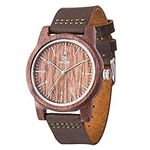 MUJUZE Wooden Watch for Men Women, Handmade Wood Wrist Watches with Leather Band,Japanese Quartz Movement-Casual Business Sport Lightweight Watch,Gifts for Men Women Family Friends