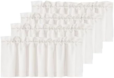H.VERSAILTEX 4 Panels Blackout Curtain Valances for Kitchen Windows/Bathroom/Living Room/Bedroom Privacy Decorative Rod Pocket Short Window Valance Curtains, 52" W x 18" L, Solid in Ivory