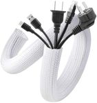 AGPTEK Cable Sleeve Cover, 20ft - 1 inch Cord Management Wire Organizer Under Desk, Home Office Computer Wire Cover Hider Cord Protector, Protect Pet Cat Dog from Chewing, White