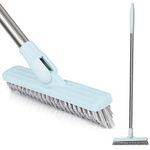 Affogato Floatant Floor Scrub Brush Bathroom Long Handle Bathtub Push Broom Shower Tile Grout Scrubber Rotatable Indoor Kitchen Scrubbing Cleaning Brush for Hard to Reach Areas - Light Blue