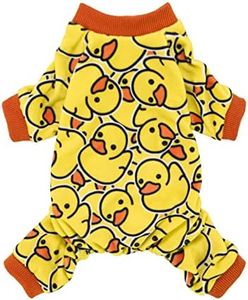 Fitwarm Funny Duck Dog Pajamas, Dog Winter Clothes for Small Dogs Girl, Lightweight Velvet Pet Jumpsuit, Cat Onesie, Yellow, Small