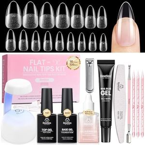 Beetles Gel Nail Kit Flat-X, Almond Medium, 320pcs 16 Sizes Nail Tips