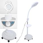 LED Floor Lamp - 8X Cold Light Magnifier Light, Professional Magnifying Glass With Light, Lighted Magnifier For Reading, Beauty,Crafts & Pro Tasks, Adjustable Height & Movable & Dimmable(US)