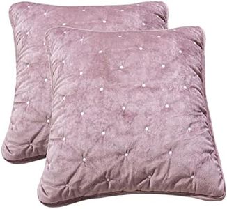 Tache Velvet Throw Pillow Cover Purple Mauve Velvety Dreams Luxury Velveteen Super Soft Plush Diamond Tufted Solid Cushion Covers 2 Piece Set, 18 x 18