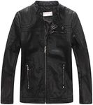 LJYH Boys' Faux Soft Leather Jackets Children Biker Outerwear Coats Black 9/10yrs