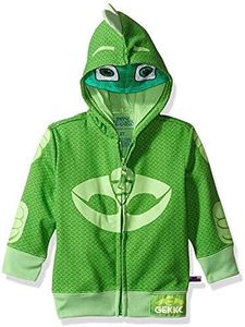PJ Masks Little Boys Gekko Hoodie - Gekko Costume Zip Up Sweatshirt Costume (Green, 5/6)