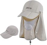 icolor Sun Cap Fishing Hats,Outdoor UPF 50+ Folding Sun Protection Removable Neck and Face Flap Cover for Man Women Khaki