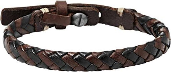 Fossil Bracelet for Men , Length: 240mm black, brown, Silver Genuine Leather Bracelet, JA5932716