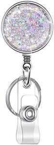 Retractable Badge Holder, Retractable Badge Reels,Lightweight Plastic Badge Reel Card Holder with Key Ring Backing Belt Clip for Nurse,Volunteer,Teacher,Student(1 pack Silver)