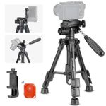 NEEWER Mini Desk Tripod for iPhone & Camera with 3 Way Pan Tilt Head, Handle & Remote, Metal Portable Table Top Video Phone Tripod with 1/4" Plate for DSLR Camera Camcorder, Max Load 4.4lb, TP02