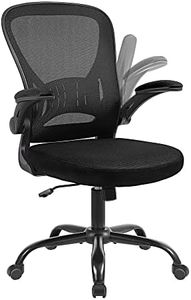 Youhauchair Mesh Office Chair, Ergonomic Home Office Desk Chairs with Flip-up Arms and Lumbar Support, Height Adjustable, Black