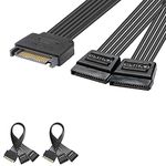 J&D 15 Pin SATA Power Y Splitter Cable (2 Pack), Male to Female, 8 inch