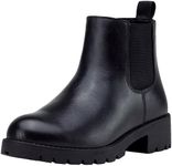 Vepose Women's 9607L Leather Chelsea Ankle Boots Pull-On Booties, Black, Size 7M US (CJY9607L Black 07)