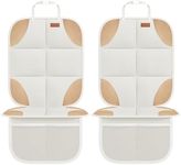 SMART ELF Car Seat Protector, 2Pack Seat Protector Protect Child Seats with Thickest Padding and Non-Slip Backing Mesh Pockets for Baby and Pet,Sedan SUV Truck (Beige Brown)
