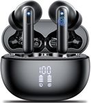 Wireless Earbuds, Bluetooth 5.3 Headphones in Ear with 4 Mic ENC Call Noise Stereo Wireless Headphones Deep Bass LED Display Ear buds 42H Playtime Wireless Earphones IP7 Waterproof/Ultra Light/ Black