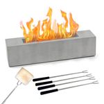 BRIAN & DANY Tabletop Fire Pit with Smores Maker Kit, Concrete Table Top Firepit for Indoor & Outdoor, Large Rectangle Ethanol Tabletop Fireplace, 14.9" x 3.3" x 3.3"