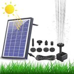 AISITIN Upgraded 6.5W Solar Floating Water Pump with 6 Fountain Styles for Garden, Bird Bath, Pond and Fish Container, Built-in 1500 mAh Battery