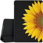 JOYLAND Flower Floral Pad Case Cover for iPad Mini 5 Black Case Lovely Sunflower Anti-Scratch Shockproof Lightweight Smart Trifold Stand Cover Soft TPU Cover for iPad Mini 5