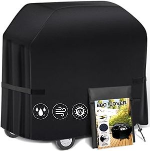 Grill Cover, BBQ Cover 58 inch,Waterproof BBQ Grill Cover,UV Resistant Gas Grill Cover,Durable and Convenient,Rip Resistant,Black Barbecue Grill Covers,Fits Grills of Weber,Brinkmann,Char-Broil etc (52 Inch)
