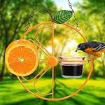 ALLADINBOX Oriole Bird Feeder, 17 inch Hanging Metal Bird Feeder,Detached Bowl Design,Orange Fruit Feeder,Great for Garden,Outdoor,Gift