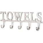 Large Towel Holder Rack 5 Hooks " TOWELS " Hand Crafted Bathroom Hanger Surface Polished Aluminium