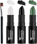 LZXLUKGIR 3 Colors Face Body Paint Sticks Professional Eye Black Football Baseball Softball,Highly Pigmented Halloween Facepaint Makeup Kit for Adults and Kids（White/Black/Green Eye Black Sticks）