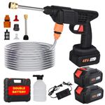Allextreme 48V Double Battery Cordless High Pressure Washer with Adjustable 3 in 1 Nozzle, 5M Hose Pipe and Foam Cannon Portable Water Sprayer Gun Machine for Car Washing & Bike Cleaning (Black)
