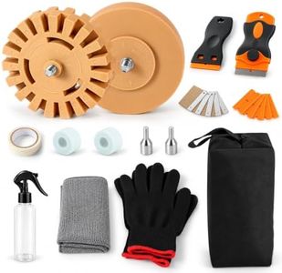 Chciyich 2Pcs Eraser Wheel Decal Remover Kit – Plastic & Metal Blades, Scrapers, Drill Bits, Tape, Spray Bottle, Cloth, Gloves & Pouch – DIY Adhesive Removal for Car, Truck, RV & Boat